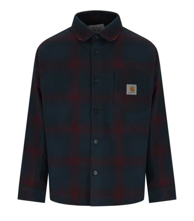 Carhartt Wip Brennan Check Teal Shirt Jacket In Black