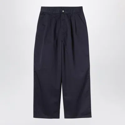 Carhartt Wip Brockman Dark Navy Cotton Twill Pants In Black