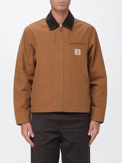 Carhartt Wip Detroit Jacket In Organic Cotton Canvas With Velvet Collar In Brown