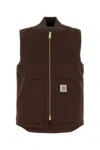 Carhartt Stylish Vest With Ribbed Collar And Front Pockets In Blue