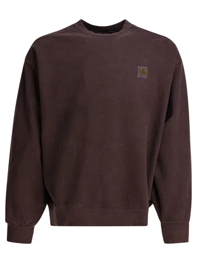 Carhartt Wip Brown Cotton Sweatshirt In Burgundy