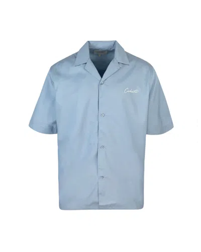 Carhartt Wip Camicia S/s Delray Frosted Blue/white