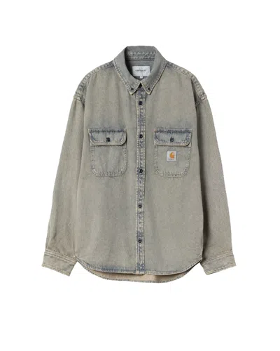 Carhartt Wip Camicia Tigan Blue Leather In Gray
