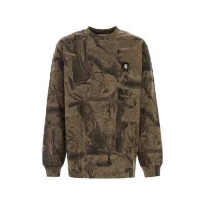 Carhartt Wip Camouflage Print Organic Cotton Sweatshirt In Brown