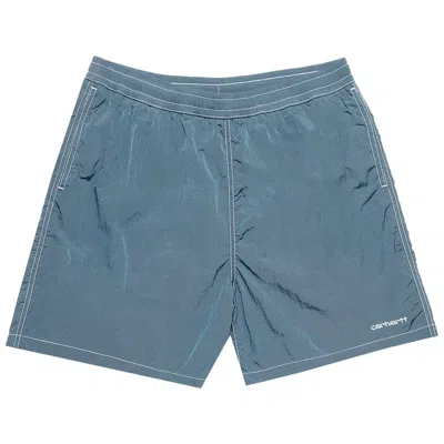 Pre-owned Carhartt Wip Canby Swim Trunks 'clay Blue/white' | Men's Size S
