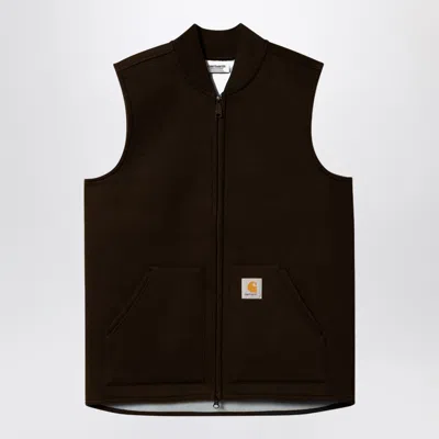 Carhartt Wip Car Lux Vest Cotton Blend Waistcoat Tabacco Coloured In Black