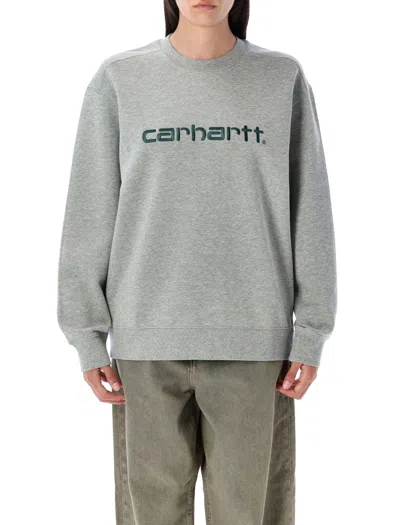 Carhartt Grey Crew Neck Logo Sweatshirt In Multi