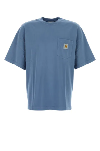 CARHARTT CARHARTT WIP CERULEAN BLUE COTTON S/S HUDSON POCKET T-SHIRT