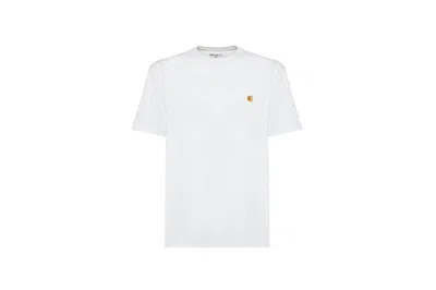Pre-owned Carhartt Wip Chase Crew Neck T-shirt White/gold