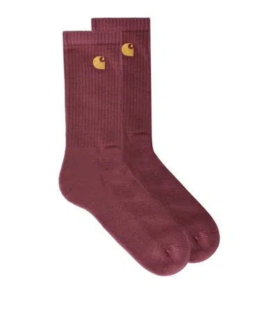 Carhartt Wip Chase Dusty Fuchsia Socks In Pink