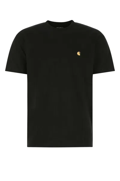 Carhartt Wip Cotton T-shirt With Embroidered Logo And Dropped Shoulders In Blue