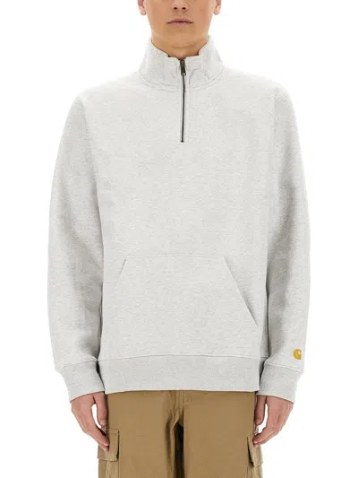 Carhartt Gray Chase Neck Zip Sweatshirt In Grey