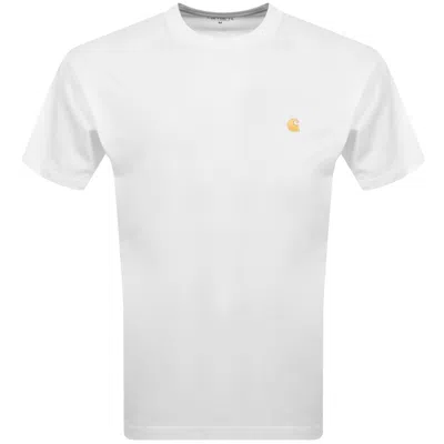 Carhartt Logo-embroidered Crew-neck T-shirt In White