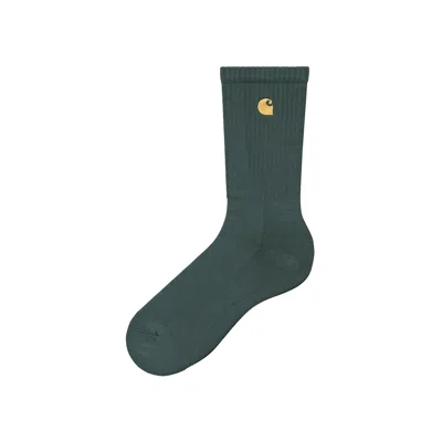 Pre-owned Carhartt Wip Chase Socks 'velvet Green/gold' | Men's Size Onesize