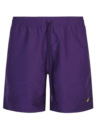 Carhartt Logo Waistband Swim Trunks In Purple