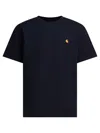 Carhartt Short Sleeve Chase T Shirt Dark Navy Gold In Black