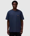 Carhartt Short Sleeve Chase T Shirt Dark Navy Gold In Dusky Blue / Gold