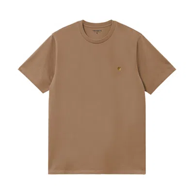Pre-owned Carhartt Wip Chase T-shirt 'peanut/gold' | Brown | Men's Size S