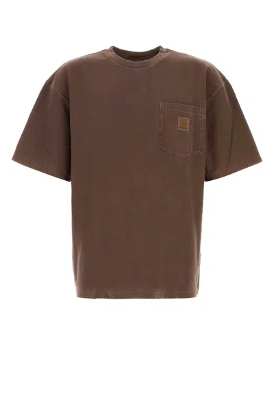 Carhartt Wip Chocolate Cotton S/s Loose Pocket T Shirt In Brown