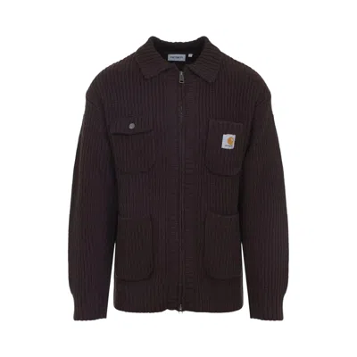 Pre-owned Carhartt Wip Chore Knit Jacket 'palisander' | Brown | Men's Size L