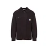 Carhartt Knit Jacket With Collared Design And Pockets In Burgundy