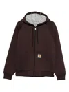 Carhartt Heavyweight Hooded Jacket With Adjustable Hood And Ribbed Cuffs In Brown