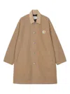 Carhartt Long Sleeve Collared Coat Front Pockets In Brown