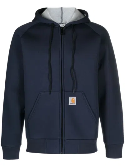 Carhartt Casual Short Hooded Jacket In Blue