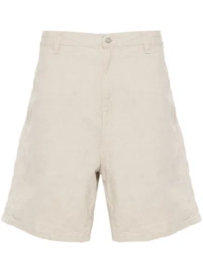 Carhartt Knee-length Canvas Texture Shorts With Cargo Pockets In Beige
