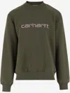 Carhartt Cotton Crewneck Sweatshirt In Military Green With Logo
