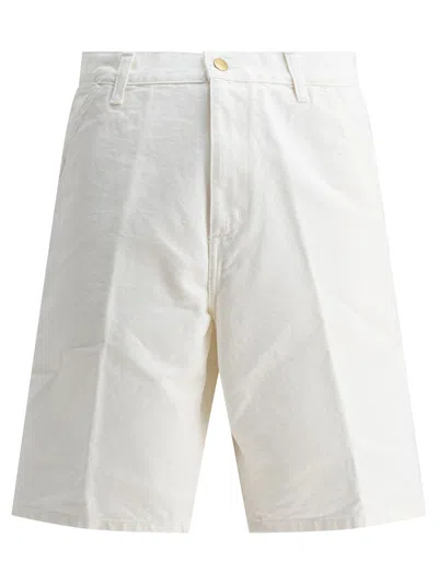Carhartt Wip Cotton Denim Shorts In White