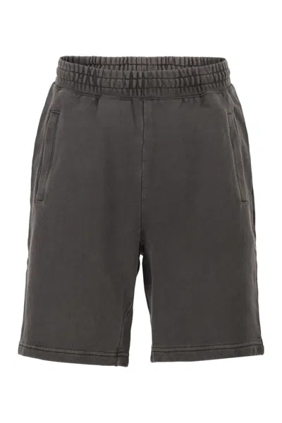 Carhartt Wip Cotton Jersey Shorts With Logo In Gray