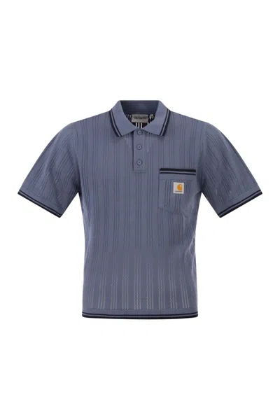 Carhartt Wip Cotton Polo Shirt With Contrasting Trim In Blue