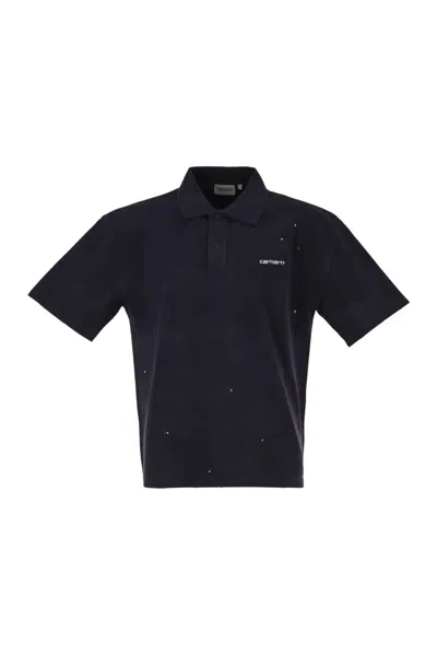 Carhartt Wip Cotton Polo Shirt With Paint Splatter Details In Multi