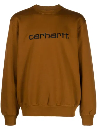 Carhartt Wip Cotton Sweatshirt In Brown