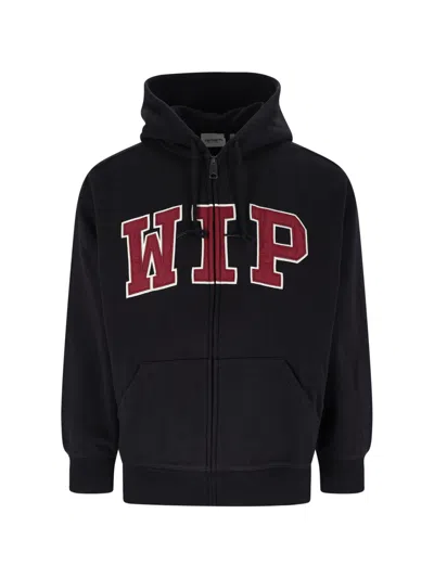 Carhartt Logo-embroidered Zipped Sweatshirt In Black