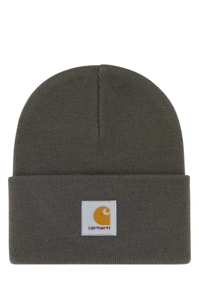 Carhartt Wip Dark Grey Acrylic Watch Hat In Brown