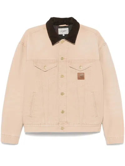 Pre-owned Carhartt Wip Dayton Trucker Jacket In Dusty H Brown/tobacco (stone Canvas)