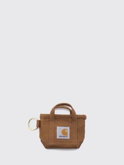 Carhartt Wip Dearborn Cotton Canvas Keychain With Printed Logo In Brown