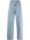 Carhartt Wide Leg Cotton Blend Denim Trousers In Clear Blue