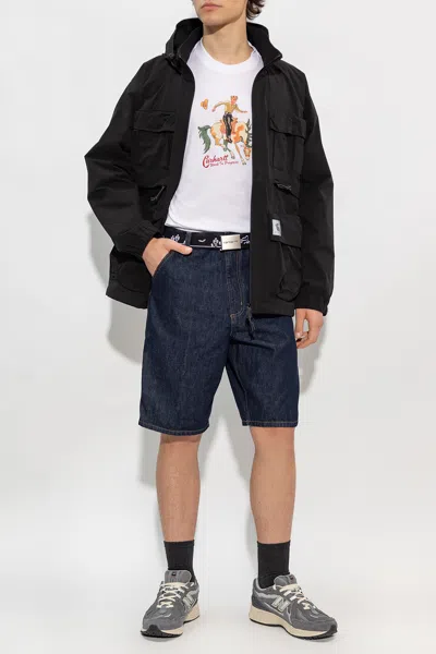 Carhartt Wip Denim Shorts With Logo In Blue