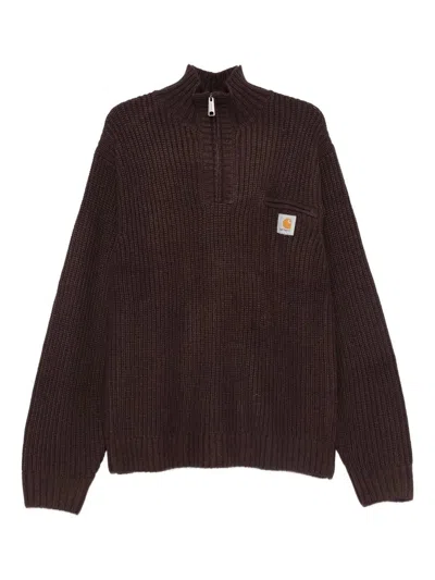 Carhartt Wip Detroit Half Zip Sweater Clothing In Brown