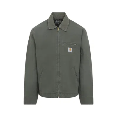 Carhartt Detroit Collared Jacket Front And Side Pockets In Green