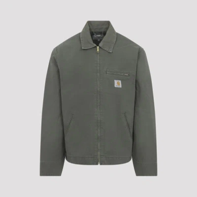 Carhartt Detroit Collared Jacket Front And Side Pockets In Green