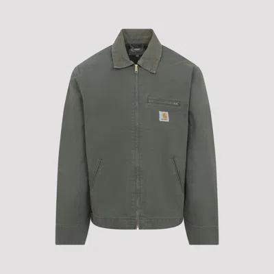 Carhartt Detroit Collared Jacket Front And Side Pockets In Green