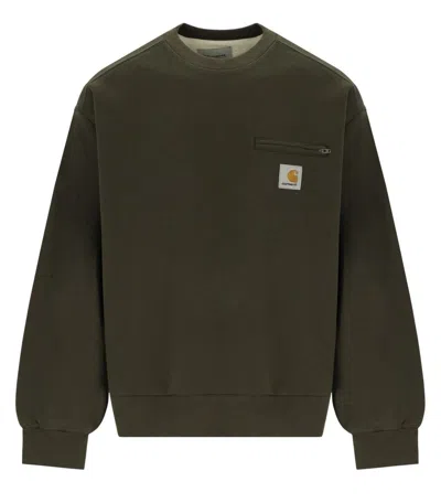 Carhartt Wip Detroit Olive Green Sweatshirt In Brown