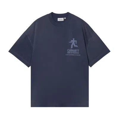 Pre-owned Carhartt Wip Distance T-shirt 'jupiter Stone Dyed' | Blue | Men's Size S