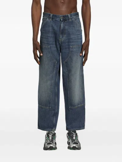 Carhartt Wip Double Knee Cotton Trousers In Blue