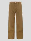Carhartt Wip Double Knee Organic Cotton Trousers In Brown