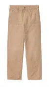 Carhartt Og Single Knee Printed Straight-leg Organic Cotton-canvas Trousers In Nude
